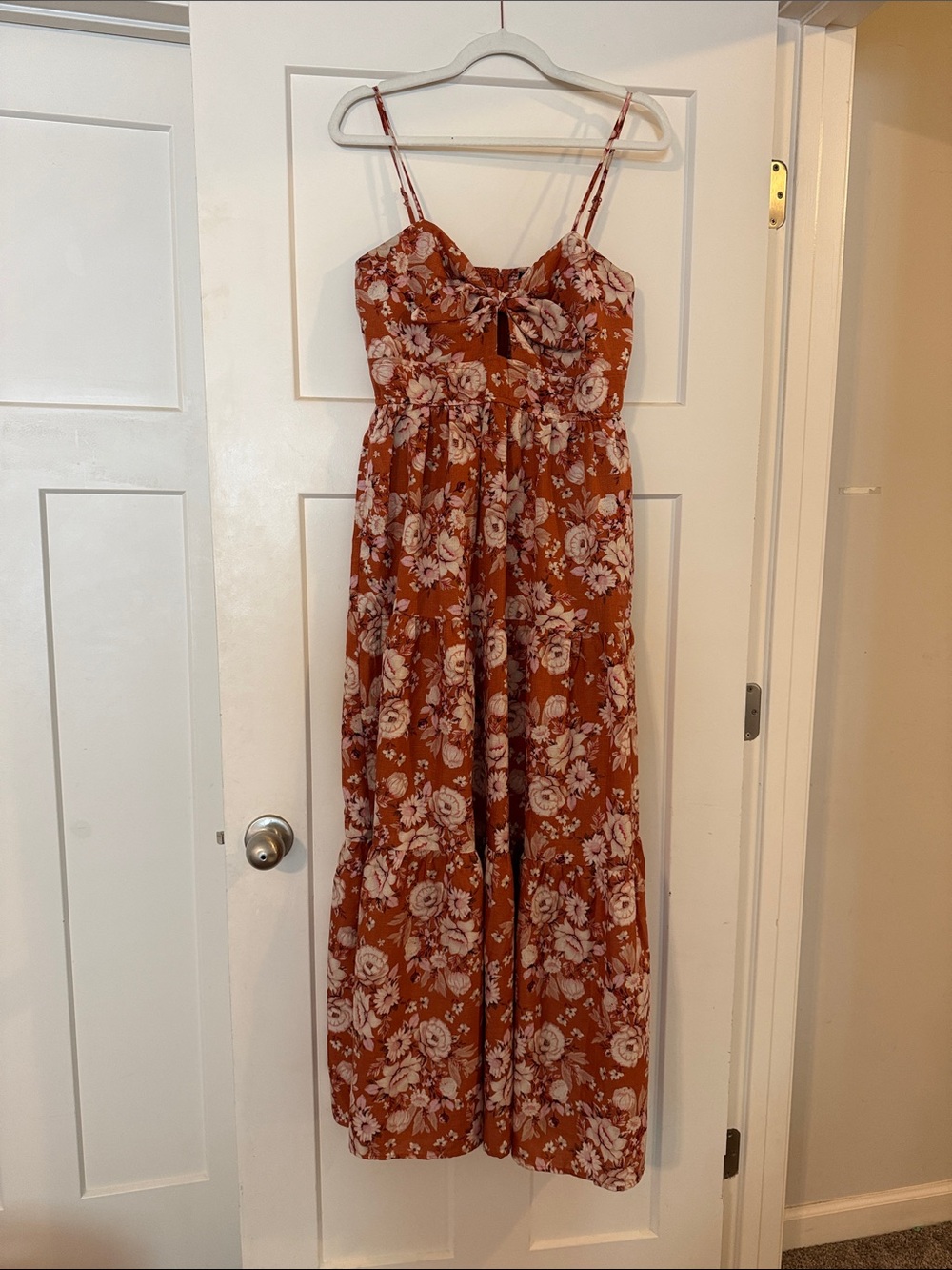 Trixxi Rust and White Floral Tie-Front Maxi